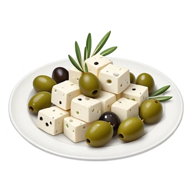 Plate of feta and olives sticker