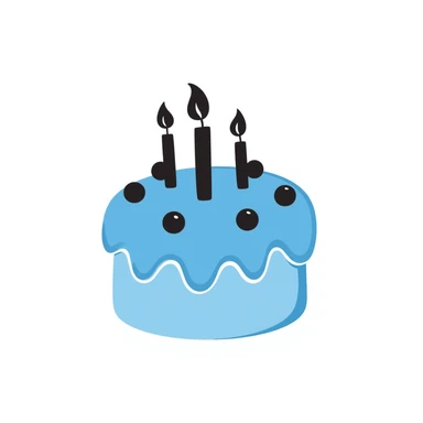 a blue cake with candles sticker