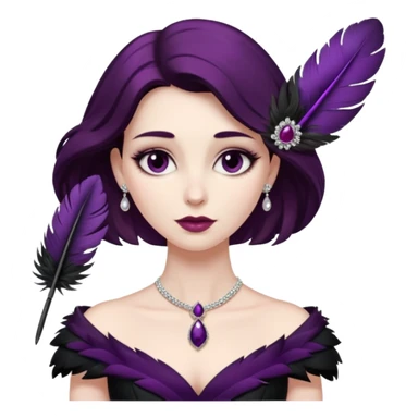 feather brooch + plum black gown,Shadow Princesses. sticker