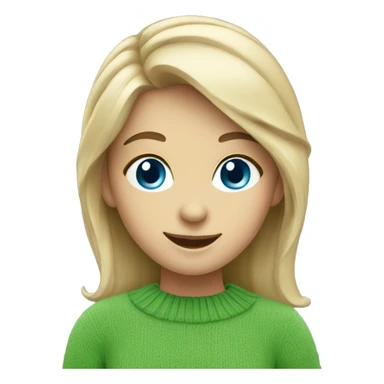 smiling girl in green sweater blue eyes sticker