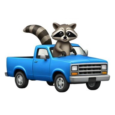 Raccoon steering blue pickup truck old school sticker
