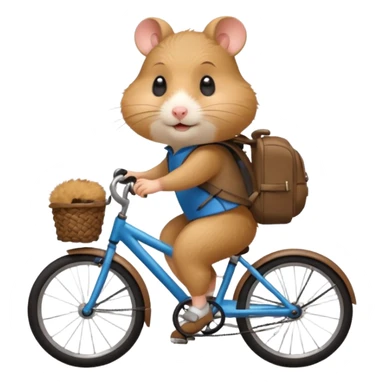 A hamster is riding a bicycle and wearing a backpack. sticker