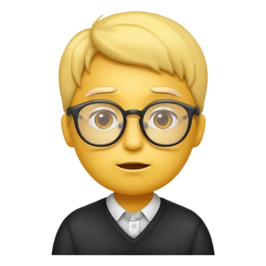 yellow emoji wearing glasses and thinking not smiling sticker