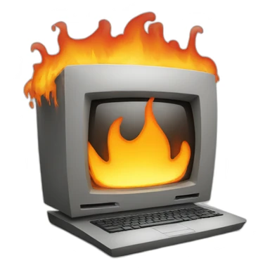 a burning computer sticker