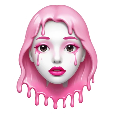 A lot white paint dripping off Floating pink glossy lips sticker