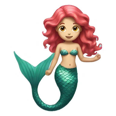 mermaid emoji with red hair and light pink tail sticker