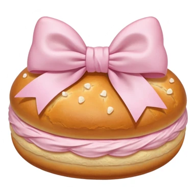Korean salt bread with pastel pink bow sticker