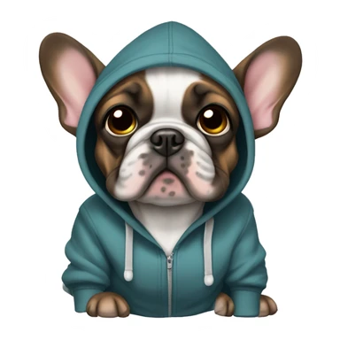 Brindle frenchie dog wearing a hoodie sticker