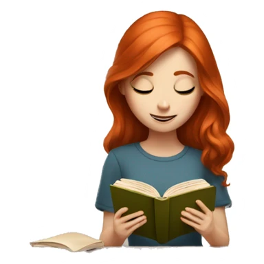 Red head girl reading a book sticker