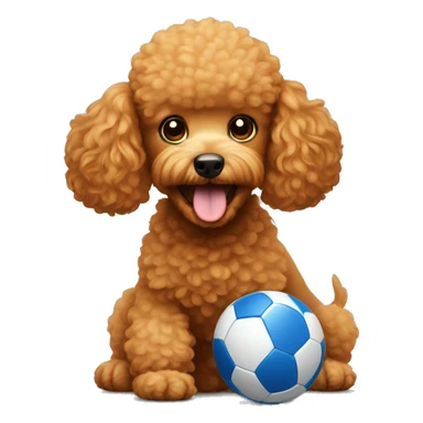 Ginger poodle playing with ball sticker