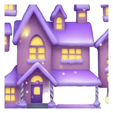 christmas house with lights on and garland light purple sticker