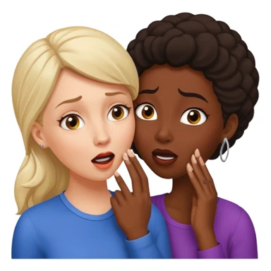Devious cheerful white woman whispers in surprised embarrassed black woman's ear. sticker