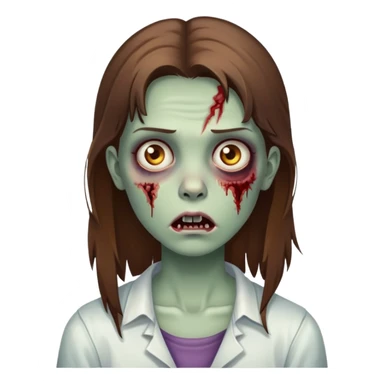 Zombie emoji girl with brown hair sticker