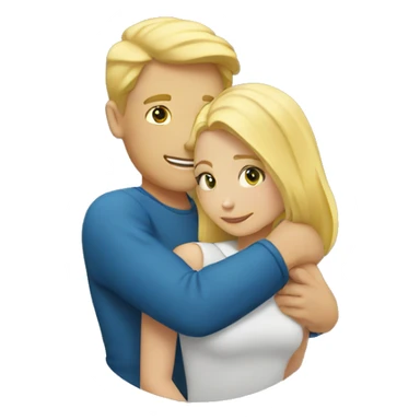 A blond man and a blonde girl hug sticker