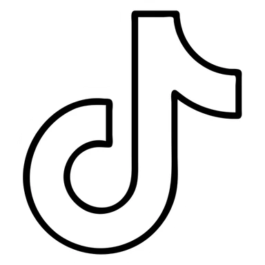 White TikTok logo, simple, clean, just outlines, on transparent background, no frame sticker