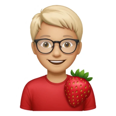 gözlüklü çilek tişörtlü insan sticker