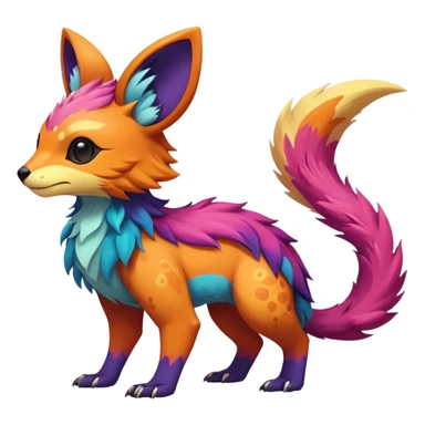 Rare realistic exotic cute epic pretty beautiful handsome gorgeous aesthetic colorful vibrant Vernid-species-Fakemon-creature by LiLaiRa, random markings, tufted ears, full body sticker