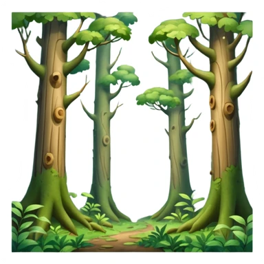 A dense woodland scene with overlapping trunks and misty atmosphere. sticker