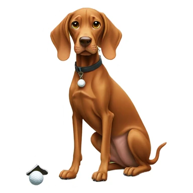 Vizsla playing golf sticker