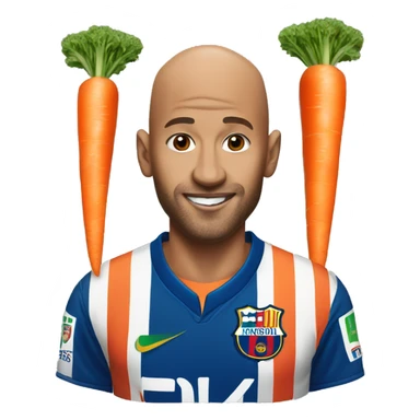 Bald man with Neymar jersey and carrot sticker