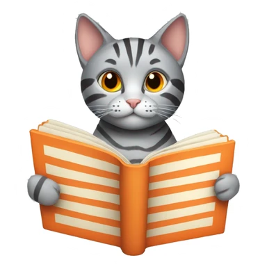 The Striped grey cat with orange book sticker