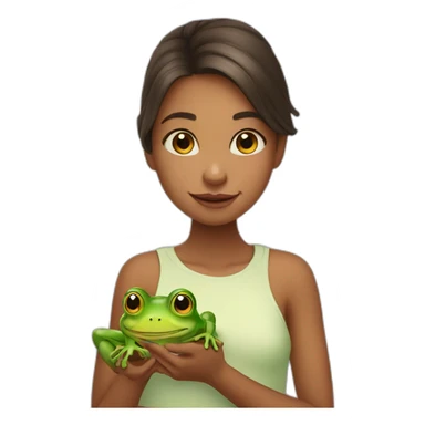 cute girl with frog sticker