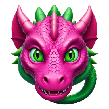  big face adult female dark pink dragon with green snake eyes front view sticker