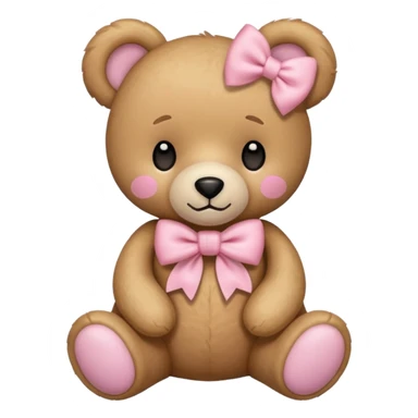 teddy bear with pastel pink bow sticker
