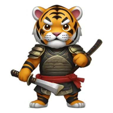 Tiger samurai holding axe sticker