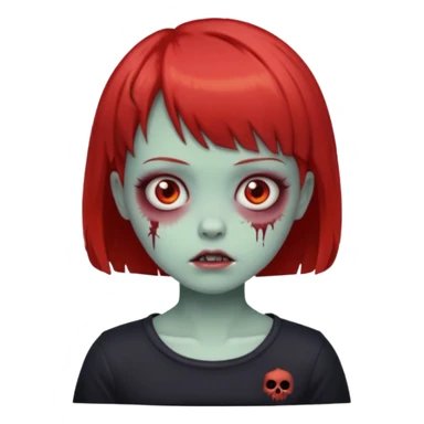 red short hair cute zombie girl with short bangs sticker