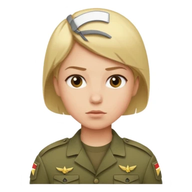 a soldier with blonde hair short hair sticker