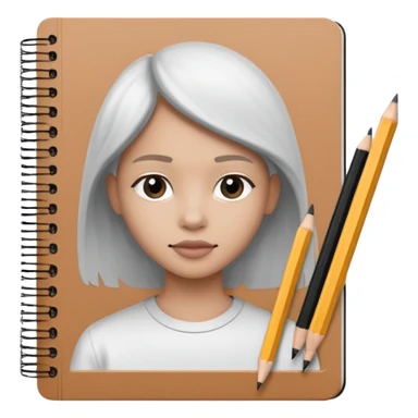 portre skecth on sketch book, with pencil. black and white sticker