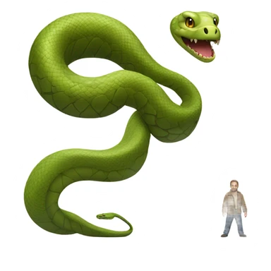 Giant snake compared to really small dinasour sticker