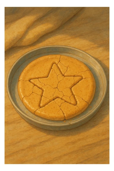 dalgona candy with star shape, cracked candy, inspired by Squid Game, ghibli style sticker