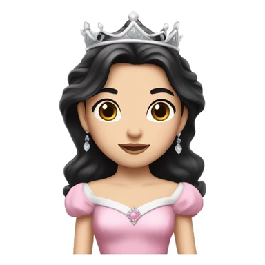 PRINCESS WITH WHITE SKIN, LONG BLACK HAIR WITH LIGHTLY WAVES, WITH PRINCESS CROWN, WITH PINK PRINCESS OUTFIT sticker