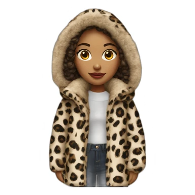 Winter girl in print leopard coat sticker