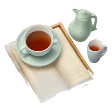 tray with book and cup of tea on it sticker