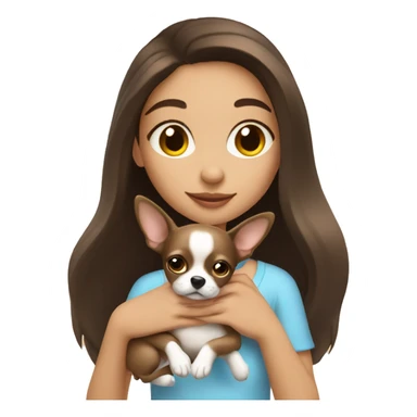 dreamy brunette girl with chihuahua dog sticker