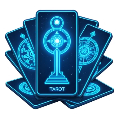 blue neon 3 tarot cards sticker