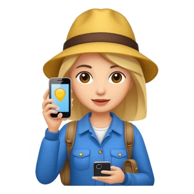 tourist woman holding phone sticker