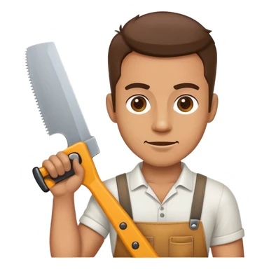 guy standing with saw sticker