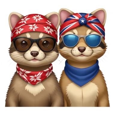 These two animals look like they run the streets — ferret and wildcat, dripped out in shades and bandanas, repping their squad These two animals look like they run the streets — ferret and wildcat, dripped out in shades and bandanas, repping their squad  sticker
