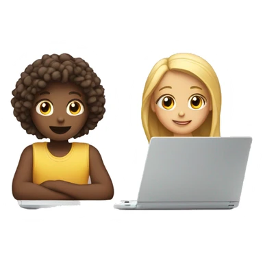 Girl and boy laptop with light above head sticker