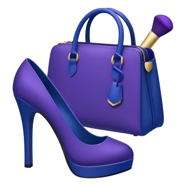 royal purple heels, cosmetics 💄 and deep blue bag emojis sticker