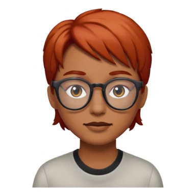 Cabelo vermelho ,pele parda  , olhos pretos e usando óculos  sticker