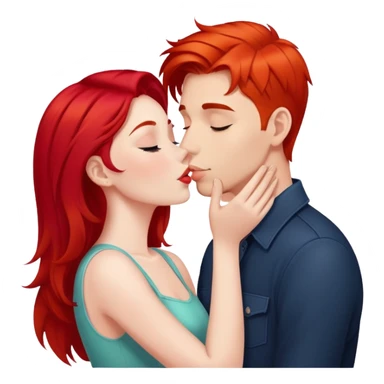 Girl with bright red hair kissing her boyfriend sticker
