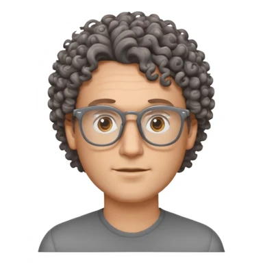 homme blanc avec cheveux brun frisés et lunettes grise sticker