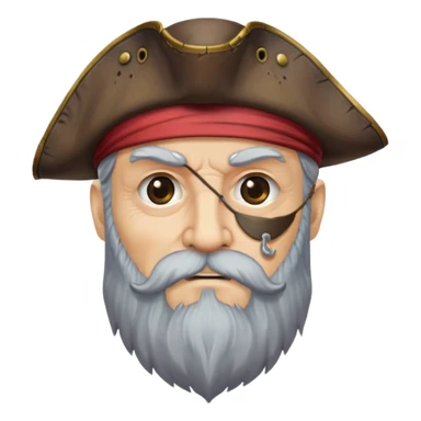 old bearded pirate with eye patch and pirate hat sticker