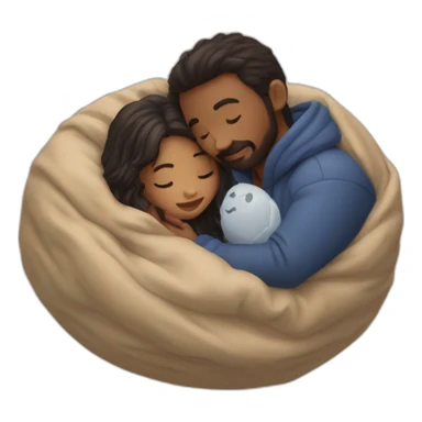 lovers hugging in ball of comforter sticker