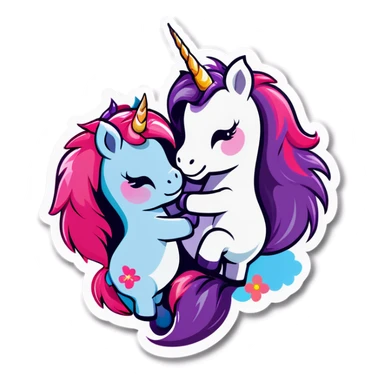 unicorns hugging sticker